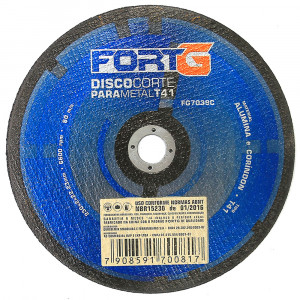 Disco de Corte Abrasivo para Metal T41 em Alumina e Coríndon 230x2x22.23mm FG7039C