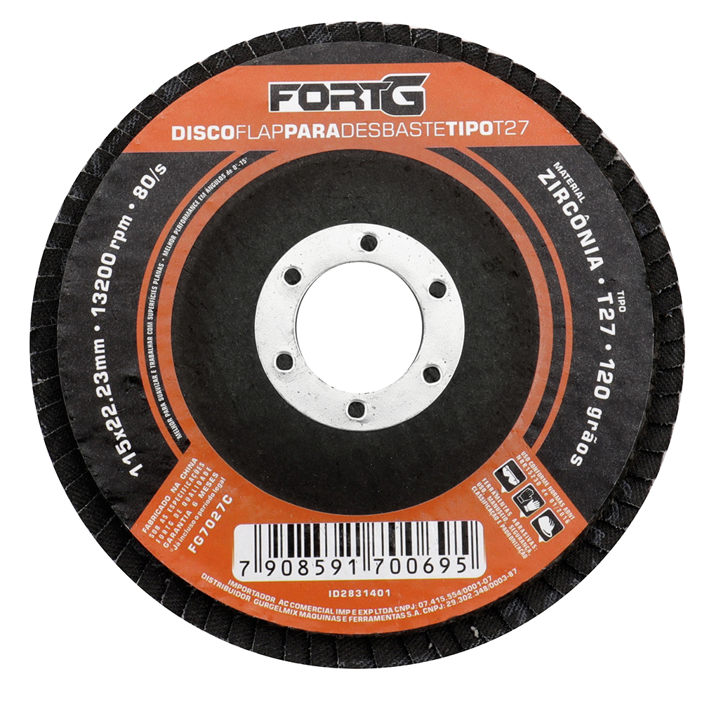 Disco Flap de Zircônia para Desbaste Tipo T27 115x22.23mm Gr
