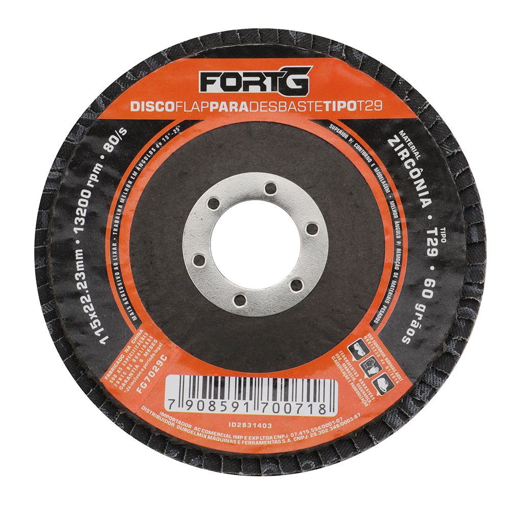 Disco Flap de Zircônia para Desbaste Tipo T29 115x22.23mm Gr