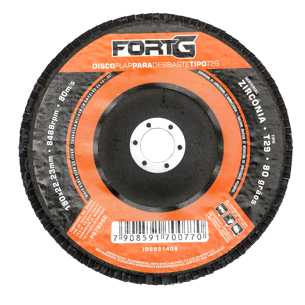 Disco Flap de Zircônia para Desbaste Tipo T29 180x22.23mm Gr